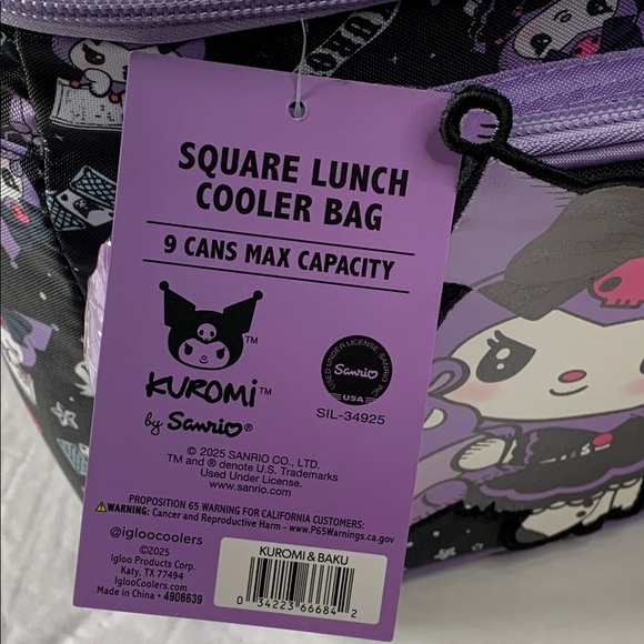 KUROMI 9 Can Insulated Bag Igloo Cooler Sanrio Hello Kitty NWT - Picture 12 of 13